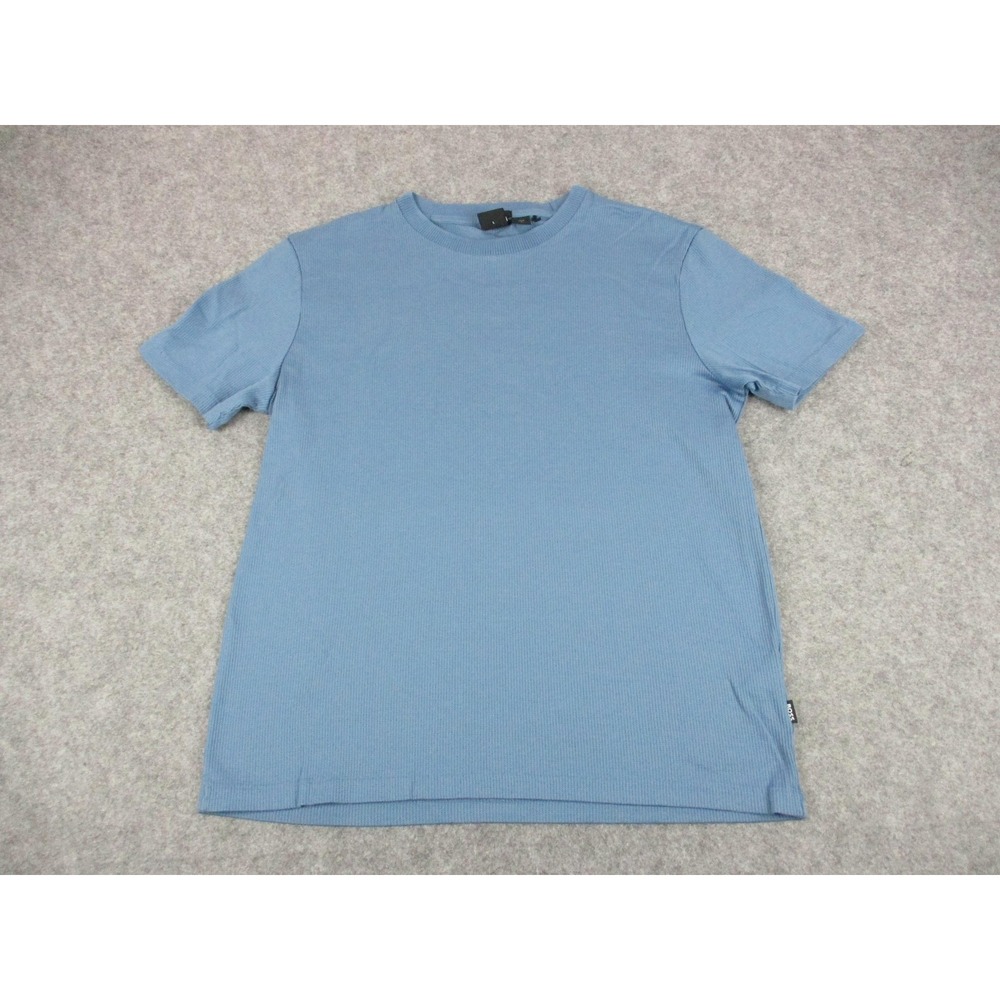 VINTAGE Hugo Boss Shirt Mens Large Blue Mercerised Knitted Crew Neck Tee